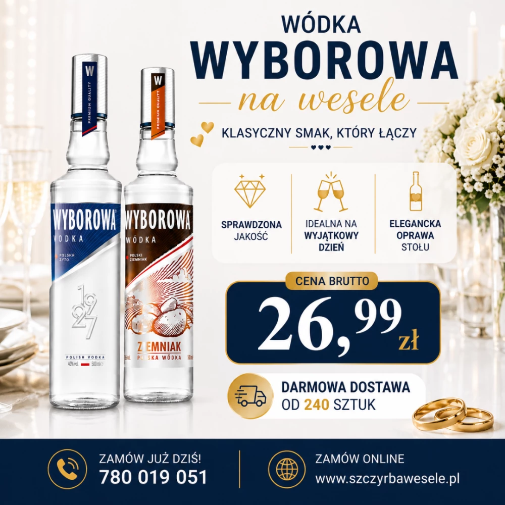 Wyborowa i Wyborowa Polski Ziemniak – wódka na wesele.
